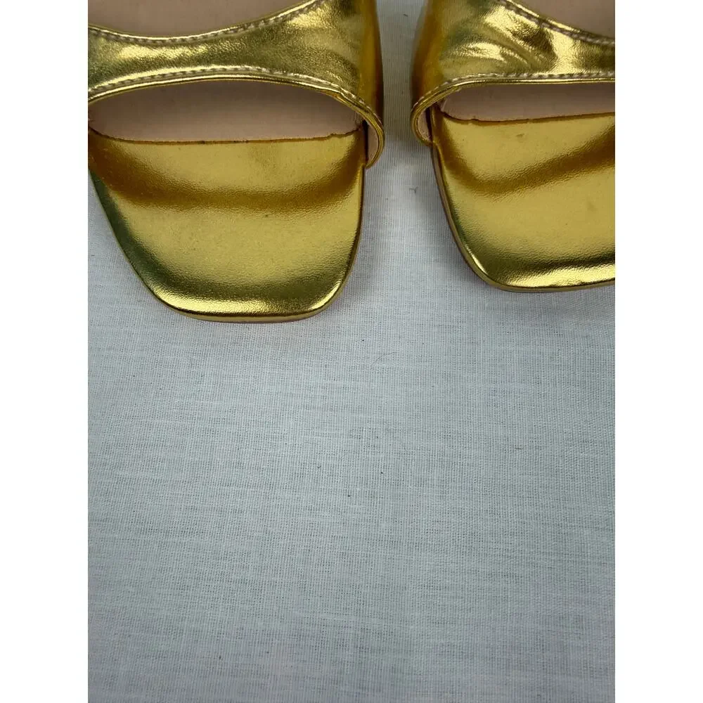 Joy In Love Gold Metallic Strappy Ankle Strap Stiletto Sandals Size 8.5